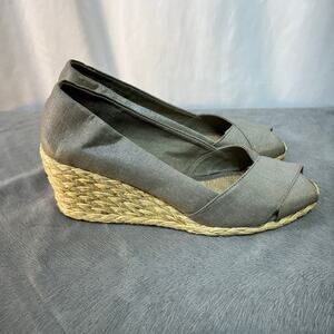 Lauren Ralph Lauren Cecilia Rope Wedge Espadrilles Beige Linen Upper Womens 8.5B